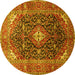 Round Medallion Yellow Traditional Rug, tr76yw