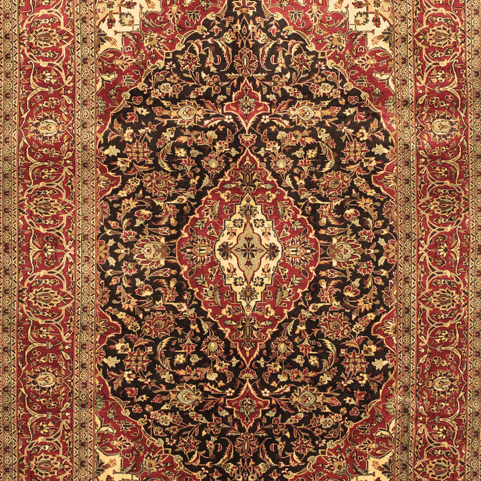 Machine Washable Medallion Brown Traditional Rug, wshtr76brn