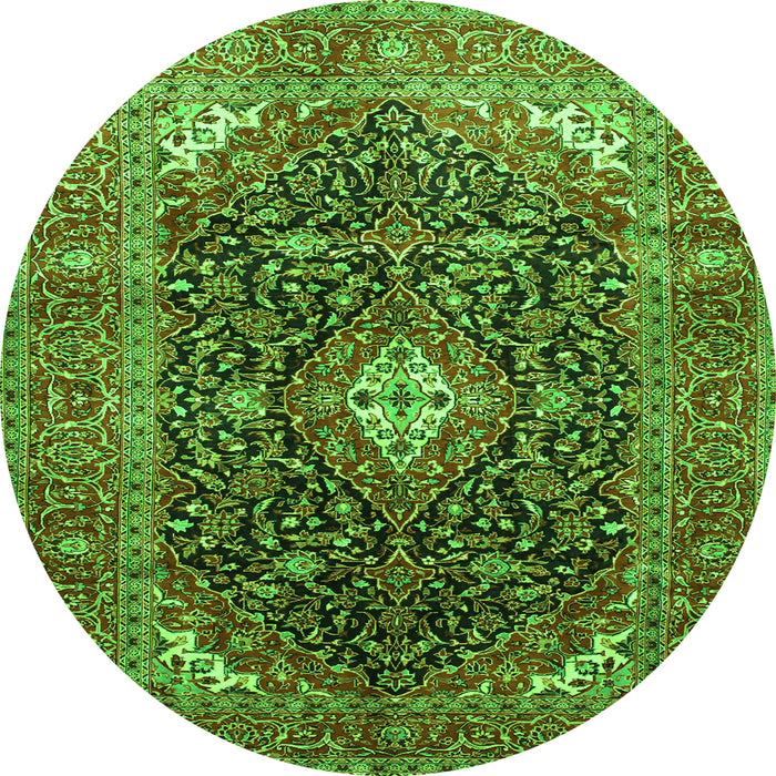 Machine Washable Medallion Green Traditional Area Rugs, wshtr76grn
