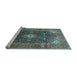 Sideview of Machine Washable Medallion Light Blue Traditional Rug, wshtr76lblu