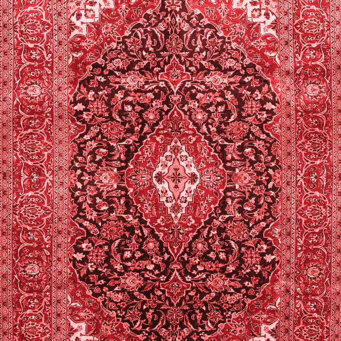 Machine Washable Medallion Red Traditional Rug, wshtr76red