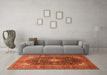 Machine Washable Medallion Orange Traditional Area Rugs in a Living Room, wshtr76org