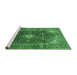 Sideview of Machine Washable Medallion Emerald Green Traditional Area Rugs, wshtr76emgrn