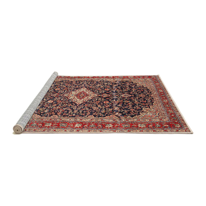 Sideview of Machine Washable Traditional Brown Red Rug, wshtr77