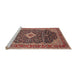 Sideview of Machine Washable Traditional Brown Red Rug, wshtr77