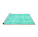 Sideview of Machine Washable Persian Turquoise Traditional Area Rugs, wshtr770turq