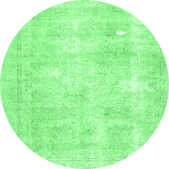 Round Machine Washable Persian Emerald Green Traditional Area Rugs, wshtr770emgrn