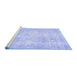 Sideview of Machine Washable Persian Blue Traditional Rug, wshtr770blu