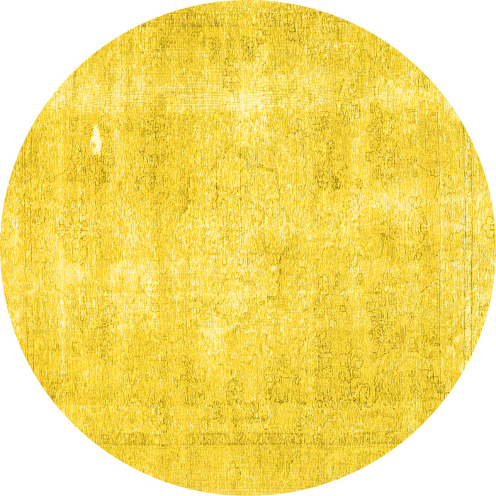 Round Persian Yellow Traditional Rug, tr770yw