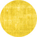 Round Persian Yellow Traditional Rug, tr770yw