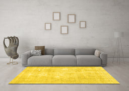Machine Washable Persian Yellow Traditional Rug in a Living Room, wshtr770yw
