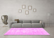 Machine Washable Persian Pink Traditional Rug in a Living Room, wshtr770pnk