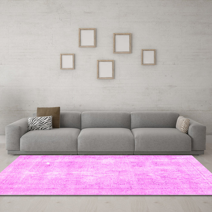 Machine Washable Persian Pink Traditional Rug in a Living Room, wshtr770pnk