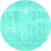 Round Persian Turquoise Traditional Rug, tr770turq