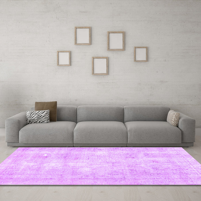 Machine Washable Persian Purple Traditional Area Rugs in a Living Room, wshtr770pur