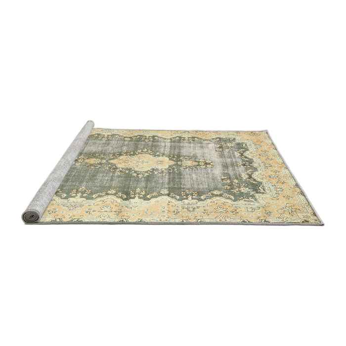 Sideview of Machine Washable Traditional Khaki Gold Rug, wshtr771