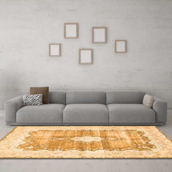 Machine Washable Persian Orange Traditional Area Rugs in a Living Room, wshtr771org
