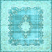 Square Machine Washable Persian Light Blue Traditional Rug, wshtr771lblu