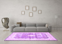Machine Washable Persian Purple Traditional Area Rugs in a Living Room, wshtr771pur