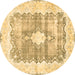 Round Persian Brown Traditional Rug, tr771brn