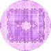 Round Machine Washable Persian Purple Traditional Area Rugs, wshtr771pur