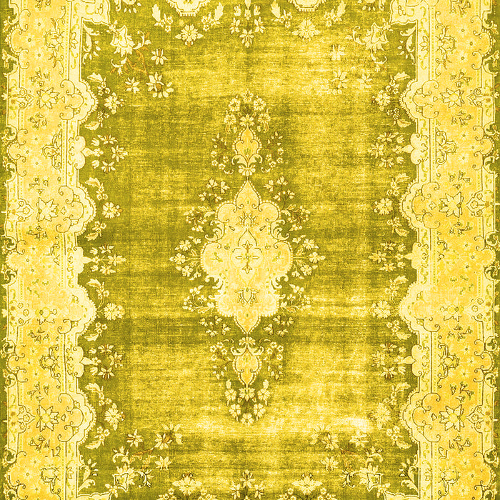 Machine Washable Persian Yellow Traditional Rug, wshtr771yw