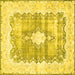 Square Machine Washable Persian Yellow Traditional Rug, wshtr771yw