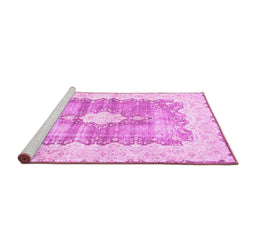 Sideview of Machine Washable Persian Pink Traditional Rug, wshtr771pnk