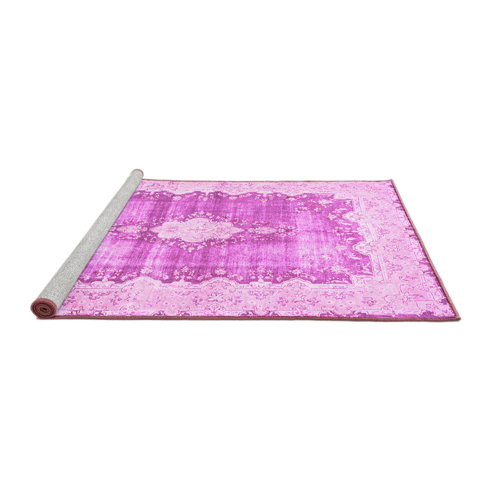 Sideview of Machine Washable Persian Pink Traditional Rug, wshtr771pnk