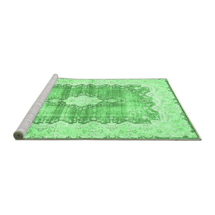 Sideview of Machine Washable Persian Emerald Green Traditional Area Rugs, wshtr771emgrn