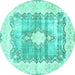 Round Persian Turquoise Traditional Rug, tr771turq