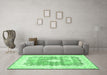 Machine Washable Persian Emerald Green Traditional Area Rugs in a Living Room,, wshtr771emgrn