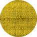 Round Persian Yellow Traditional Rug, tr772yw