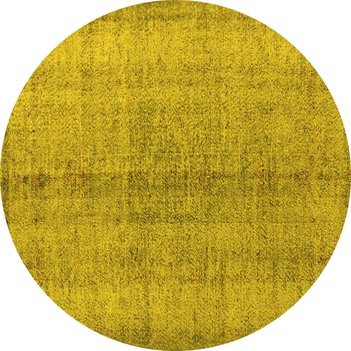 Round Machine Washable Persian Yellow Traditional Rug, wshtr772yw
