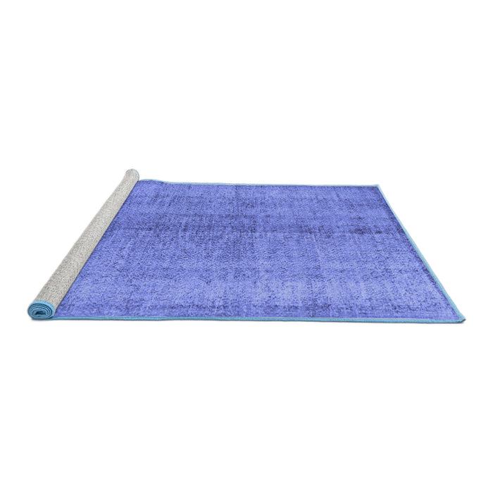 Sideview of Machine Washable Persian Blue Traditional Rug, wshtr772blu