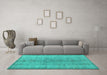 Machine Washable Persian Turquoise Traditional Area Rugs in a Living Room,, wshtr772turq