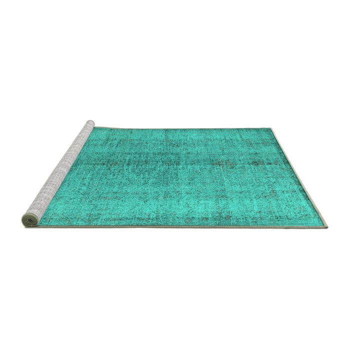 Sideview of Machine Washable Persian Turquoise Traditional Area Rugs, wshtr772turq