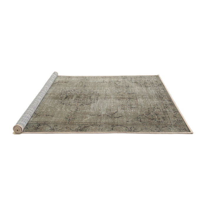 Sideview of Machine Washable Traditional Khaki Green Rug, wshtr773