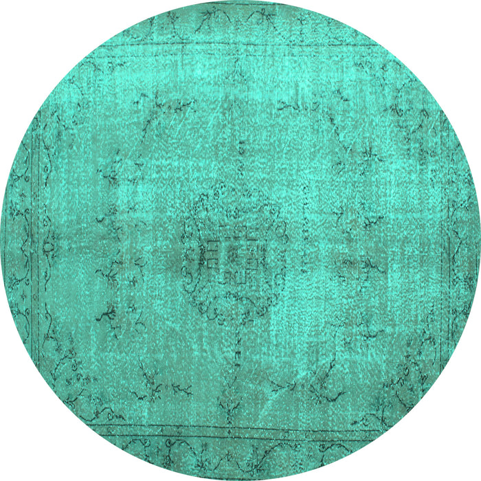 Round Persian Turquoise Traditional Rug, tr773turq