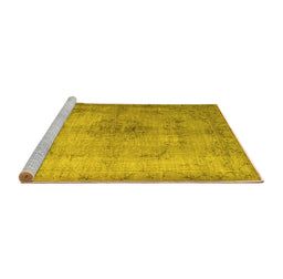 Sideview of Machine Washable Persian Yellow Traditional Rug, wshtr773yw