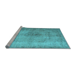 Sideview of Machine Washable Persian Light Blue Traditional Rug, wshtr773lblu