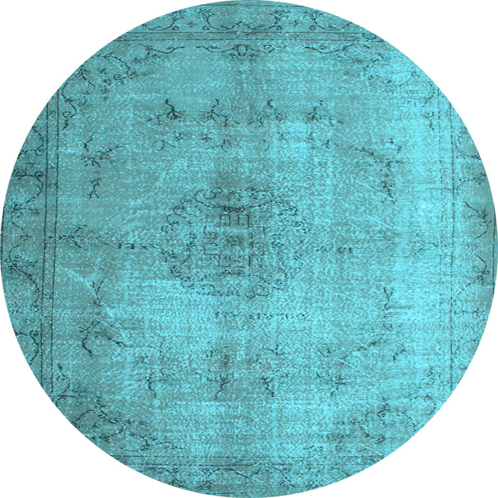 Round Machine Washable Persian Light Blue Traditional Rug, wshtr773lblu