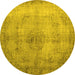 Round Persian Yellow Traditional Rug, tr773yw