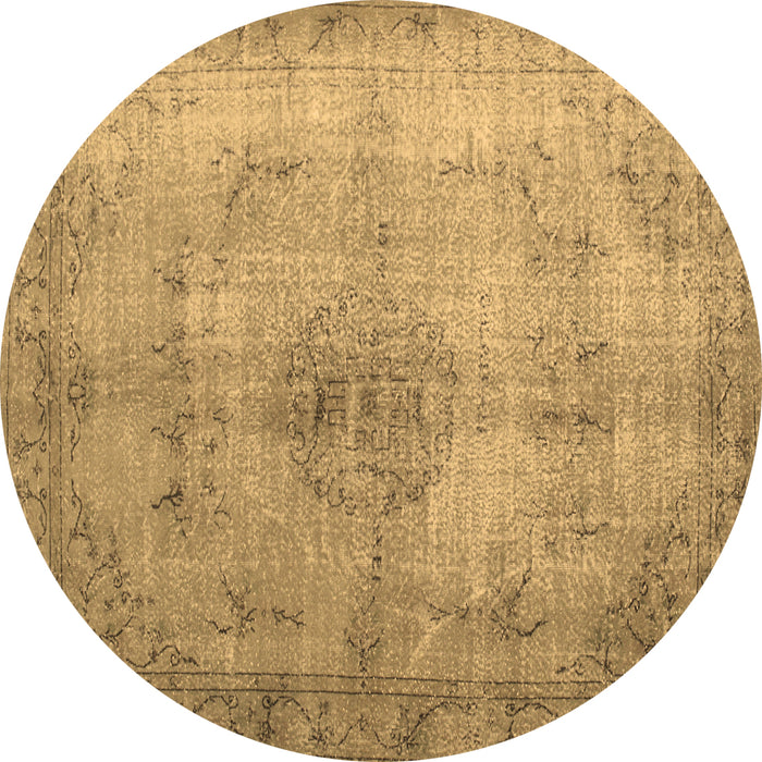 Round Persian Brown Traditional Rug, tr773brn