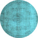 Round Persian Light Blue Traditional Rug, tr773lblu