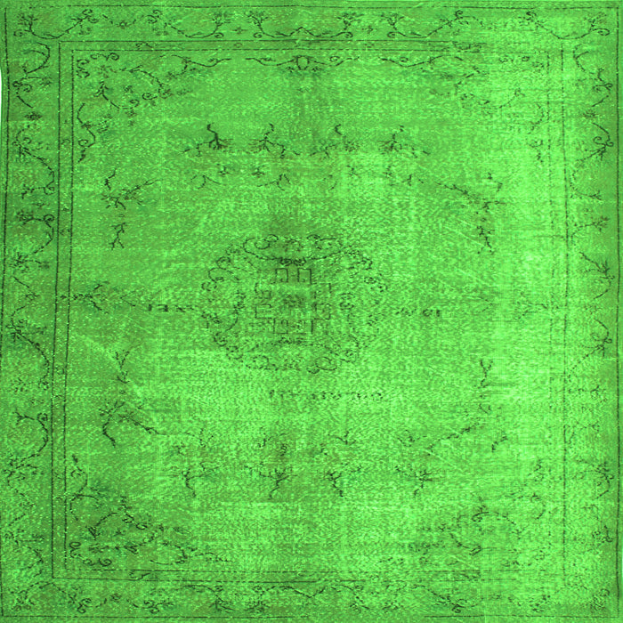Round Machine Washable Persian Green Traditional Area Rugs, wshtr773grn