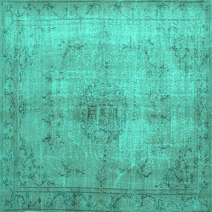 Square Machine Washable Persian Turquoise Traditional Area Rugs, wshtr773turq