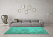 Machine Washable Persian Turquoise Traditional Area Rugs in a Living Room,, wshtr773turq