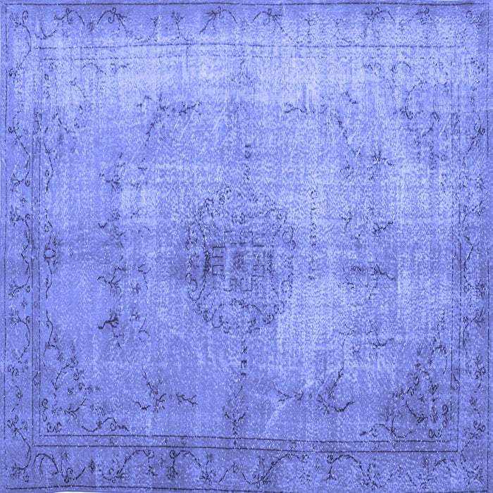 Square Machine Washable Persian Blue Traditional Rug, wshtr773blu