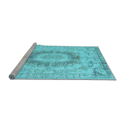 Sideview of Machine Washable Persian Light Blue Traditional Rug, wshtr774lblu